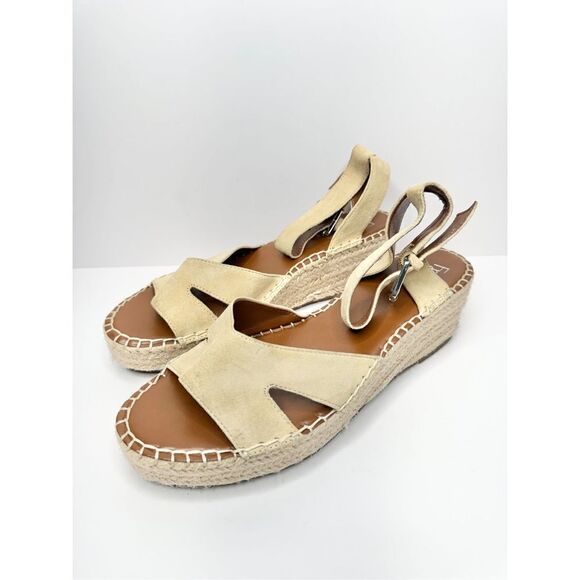 Franco Sarto Sandals Women’s Espadrilles Size 9 in‎ Sand Open Toe Wedges - Picture 2 of 10